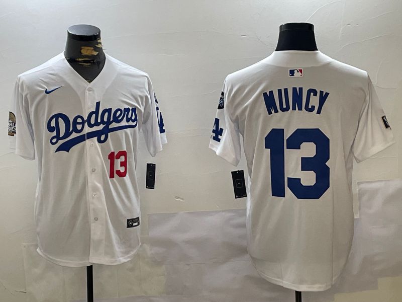 Men Los Angeles Dodgers #13 Muncy White Game 2024 Nike MLB Jersey style 11201